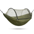 Camping hammock with mosquito net on white background — Army Green