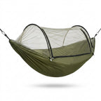 Camping hammock with mosquito net on white background — Army Green