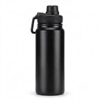 Insulated stainless steel water bottle on white background — Black