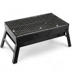 Portable folding BBQ grill on white background — Black