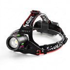 Rechargeable LED headlamp on white background