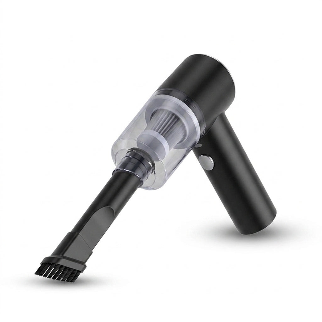Handheld car vacuum cleaner on white background — Black