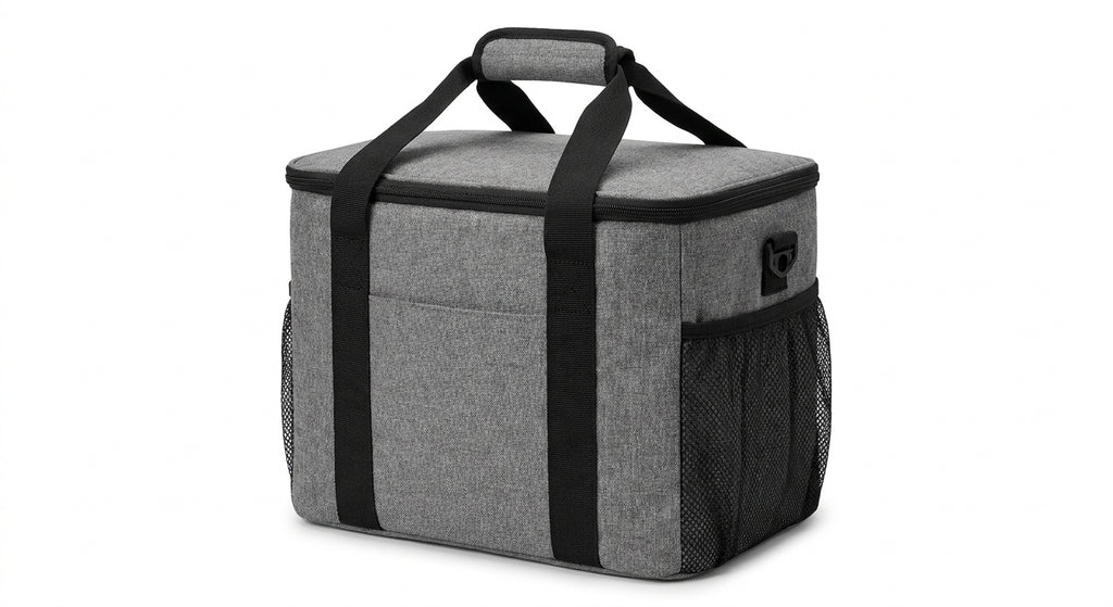 22L insulated cooler bag on white background — Gray