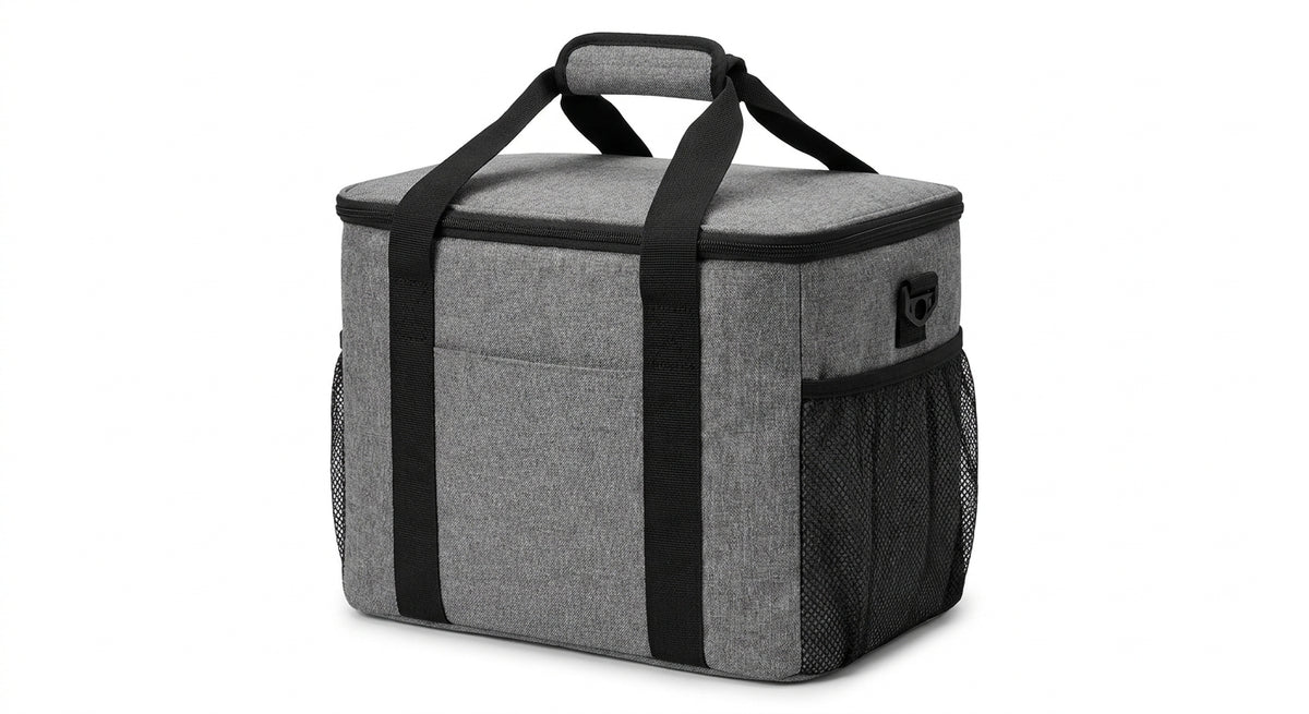 22L insulated cooler bag on white background — Gray