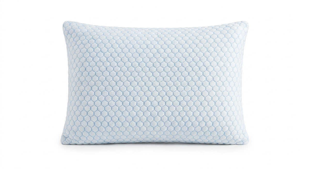 Cooling gel memory foam pillow on white background