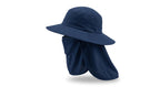 Wide brim UV sun hat on white background — Navy Blue